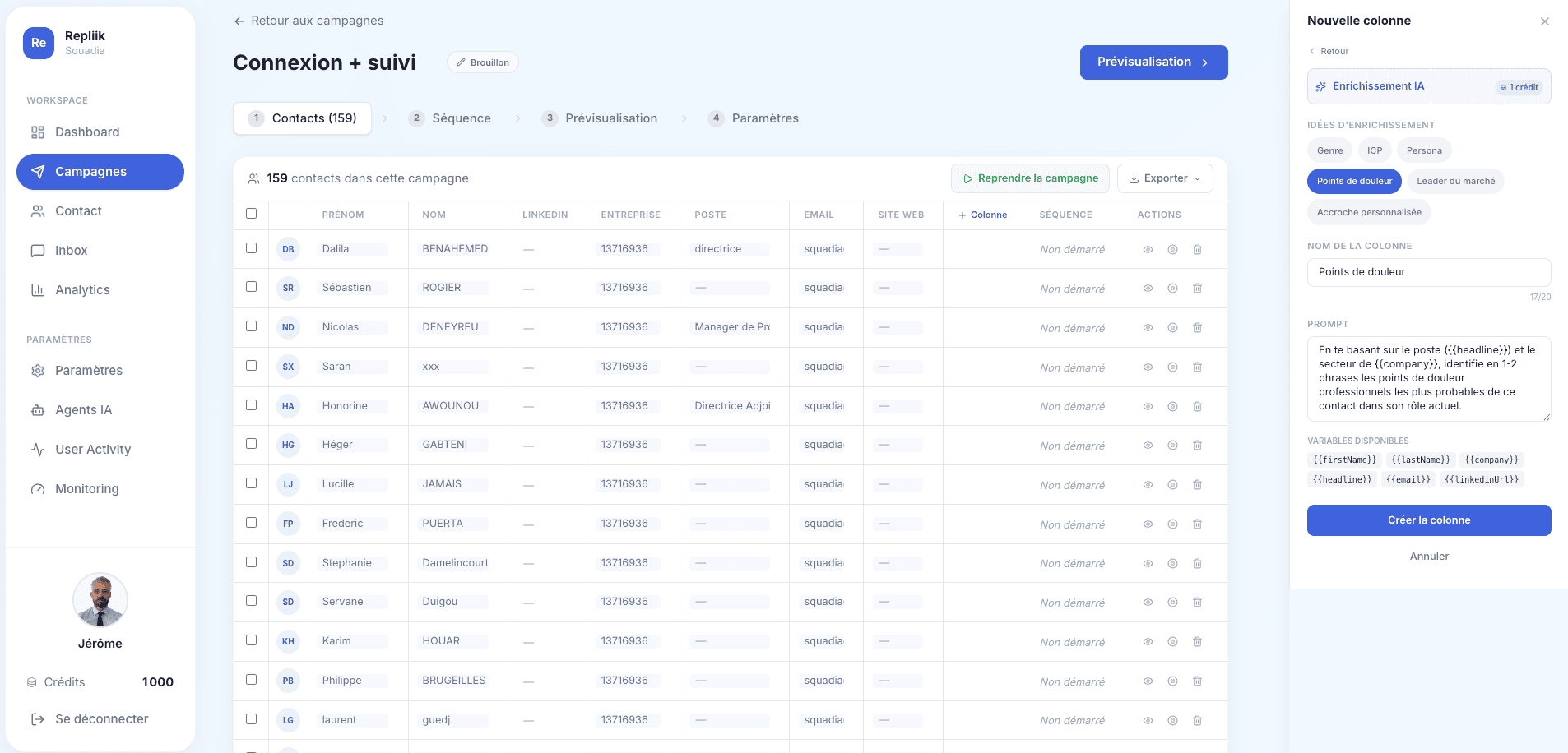 Enrichir liste de contacts